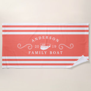 Toalha De Praia Barco Náutico Família Barco Navegação Capitão