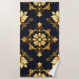 Toalha De Praia "Barockes Ornament-Muster in Gold und Schwarz" Dec