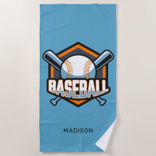 Toalha De Praia Baseball de cores e nome personalizado