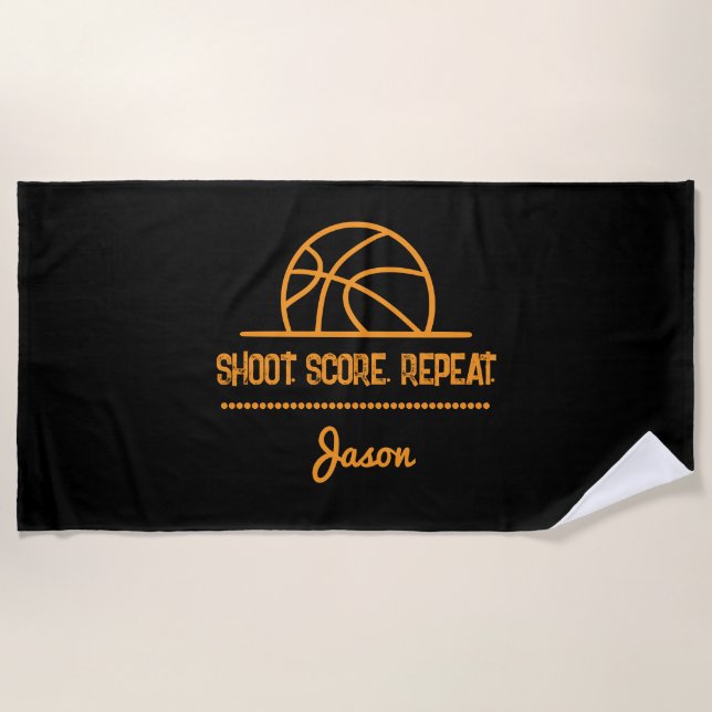 Toalha De Praia Basketball Towel – Shoot. Score. Repeat. | Sports  (Frente)