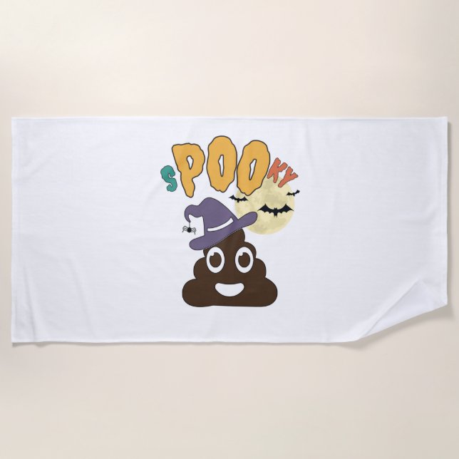 Toalha De Praia Bathroom engraçado Halloween Spooky Poo Design (Frente)