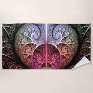 Toalha De Praia Batimento cardíaco, arte fractal surreal abstrata