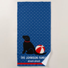 Toalha De Praia Beach Days Black Dog Blue Whales Beach Towel
