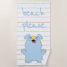 Toalha De Praia Beach Dog Blue "Beach Please"
