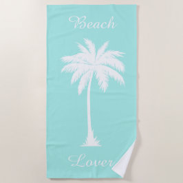 Toalha De Praia Beach Lover Palm Tree Blue White Beach Towel
