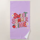 Toalha De Praia Beach Towel<br><div class="desc">Horário de verão doce Coquette Strawberry Retro Beach</div>