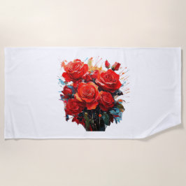 Toalha De Praia Beach Towel - A Trabalho de arte de Rosa vermelha