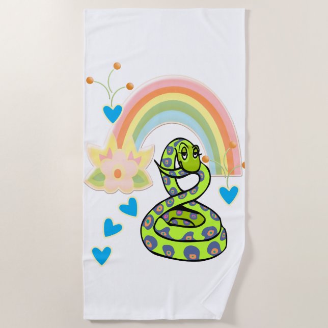 Toalha De Praia Beach Towel Cobra Rainbow Floral (Frente)