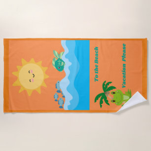 Toalha De Praia Beach Towel com sapo, oceano, peixe e Praia