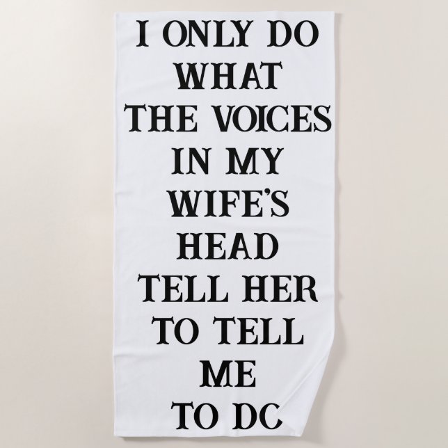 Toalha De Praia Beach Towel Husband Wife's Joke (Frente)