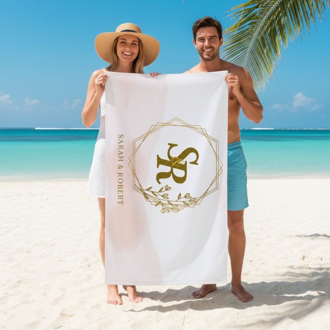 Toalha De Praia Beach towel, Monogrammed, Wedding gift (Criador carregado)