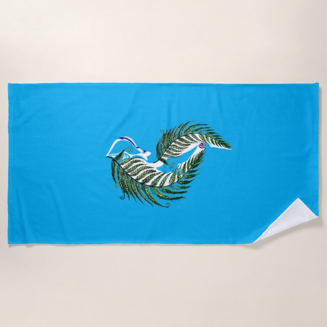 Toalha De Praia Beach Towel NZ Aotearoa Fern Design (Frente)