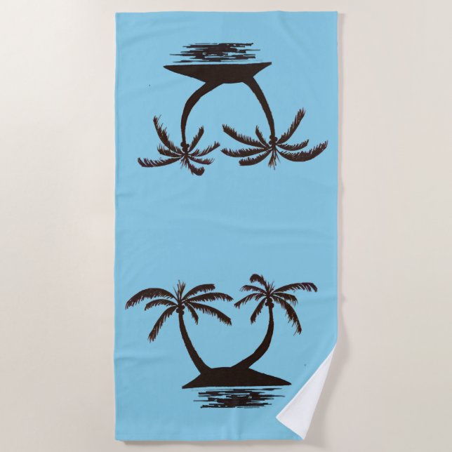 Toalha De Praia Beach Towel - Silhouettes da Ilha Tropical (Frente)