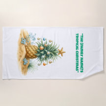 Beach Towel-Tropical Christmas Beach Towel