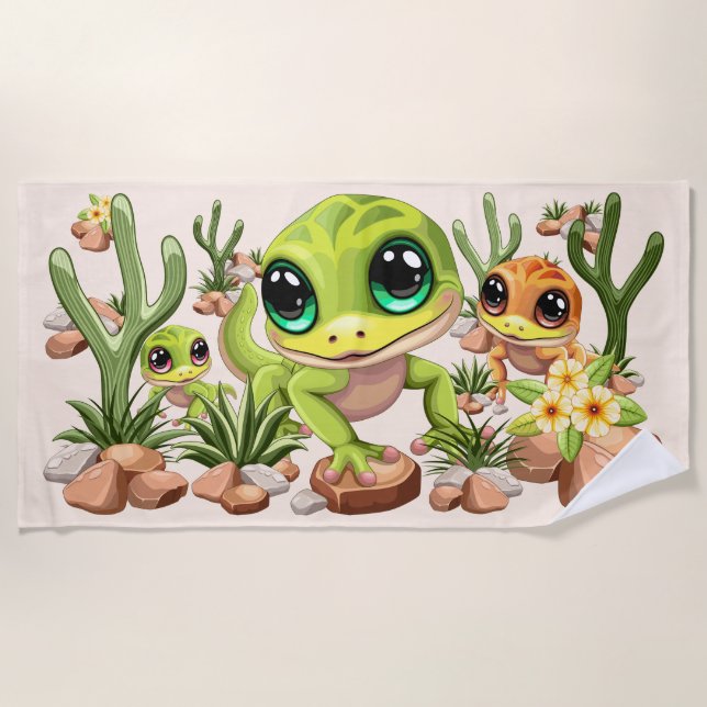 Toalha De Praia Bebê Geckos Personagens de desenho animados (Frente)
