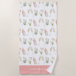 Toalha De Praia Bebidas modernas cor-de-rosa, praia de festa de so