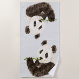 Toalha De Praia Bela Arte Animal Urso-Panda Asiático Relaxado