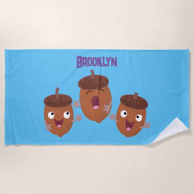 Toalha De Praia Belas bolotas felizes cantando cartoon para crianç (Frente)