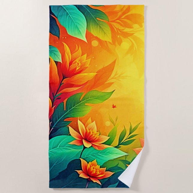 Toalha De Praia Beleza Floral Abstrato vibrante (Frente)