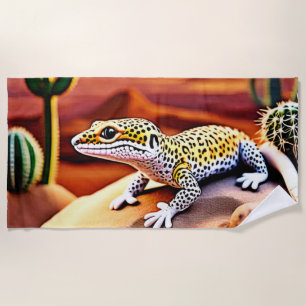 Toalha De Praia Belo Design de Leopardo do Deserto Gecko