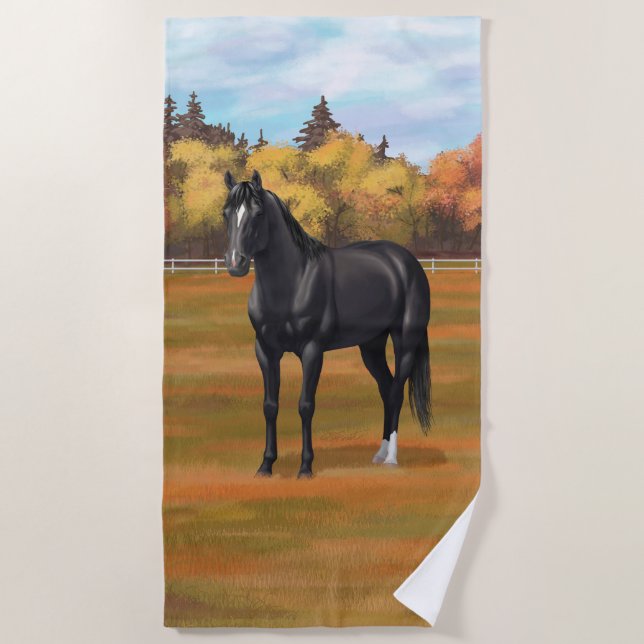 Toalha De Praia Belo Estalão de Cavalo do Quarto Negro (Frente)