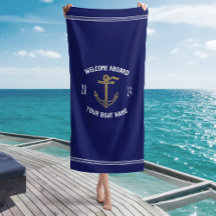 Bem-vindo a bordo Nome do Barco Personalizado Azul