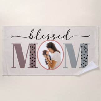 Toalha De Praia Bênçida Mãe Foto Personalizada
