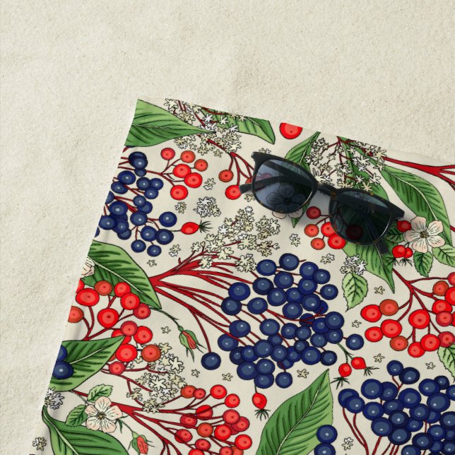 Toalha De Praia Berries Vermelho e Azul Japonês (In Situ)