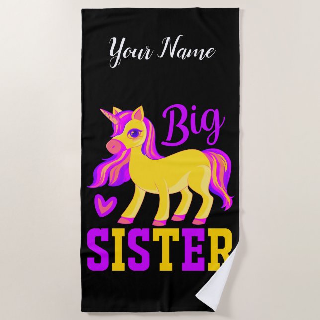 Toalha De Praia Big Sister Magical Unicorn (Frente)