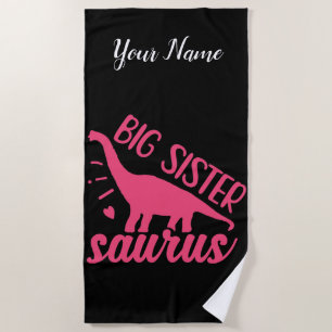 Toalha De Praia Big Sister Saurus a rosa