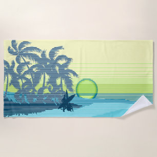Toalha De Praia Big Sunset Strike Hawaiian Surfers - Teal