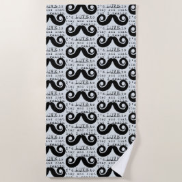 Toalha De Praia Bigode Azul Cinza Preto Engraçado Humor Eu