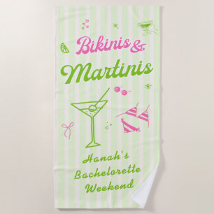 Toalha De Praia Bikinis Desenhados à Mão & Martinis Festa de Despe