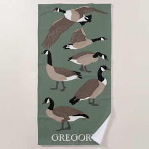 Toalha De Praia Bird Lovers Canada Geese Ilustração Personalizad