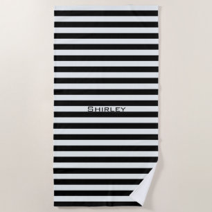 Toalha De Praia Black and White Stripes de Shirley Taylor