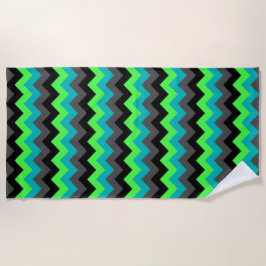 Toalha De Praia Black Green Ombre Chevrons Beach Towel