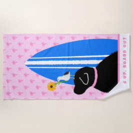 Toalha De Praia Black Lab Surf Dog Island Pink Beach Towel