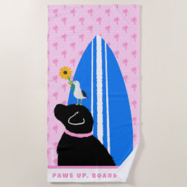 Toalha De Praia Black Lab Surf Dog Island Pink Beach Towel