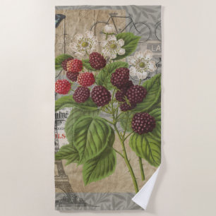Toalha De Praia Blackberry Floral Garden Fllower Butfly Art