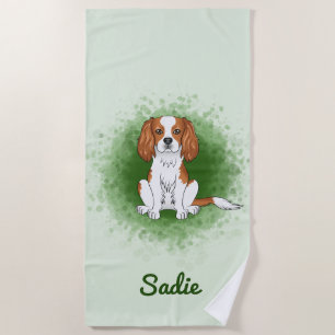 Toalha De Praia Blenheim Cavalier King Charles Spaniel Em Verde
