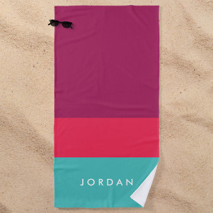 Toalha De Praia Bloco cor-de-rosa roxo à moda moderno da cor de