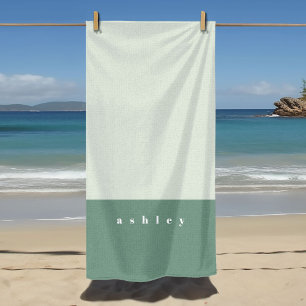 Toalha De Praia Bloco de Cor Personalizado Verde Menta