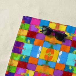 Toalha De Praia Blocos de cores de gradação de pop Art