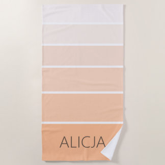 Toalha De Praia Bloqueio de cores Peach Fuzz | Nome Elegante
