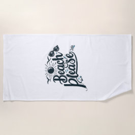 Toalha De Praia Blue and Black Beach, por favor, Beach Towel