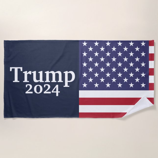 Toalha De Praia Blue Donald Trump 2024 American Flag (Frente)