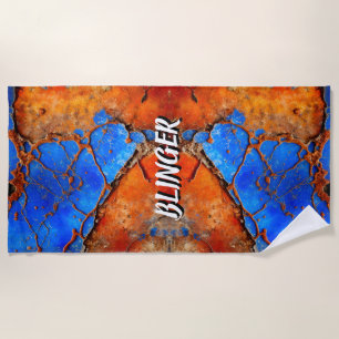 Toalha De Praia Blue e Orange Rusty Metal