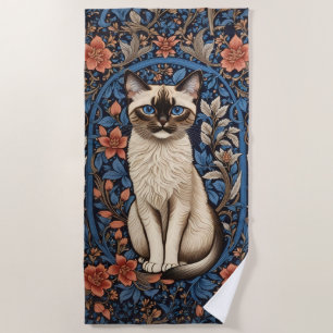 Toalha De Praia Blue Eyed Siamese Cat William Morris Inspirou