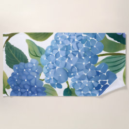 Toalha De Praia Blue Hydrangeas | Linda Floral Bush
