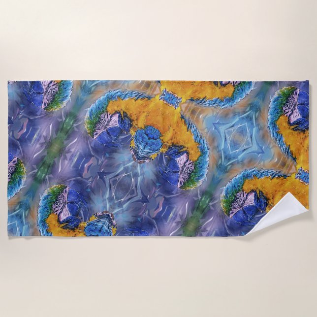 Toalha De Praia Blue Macaw Playful Artsy (Frente)